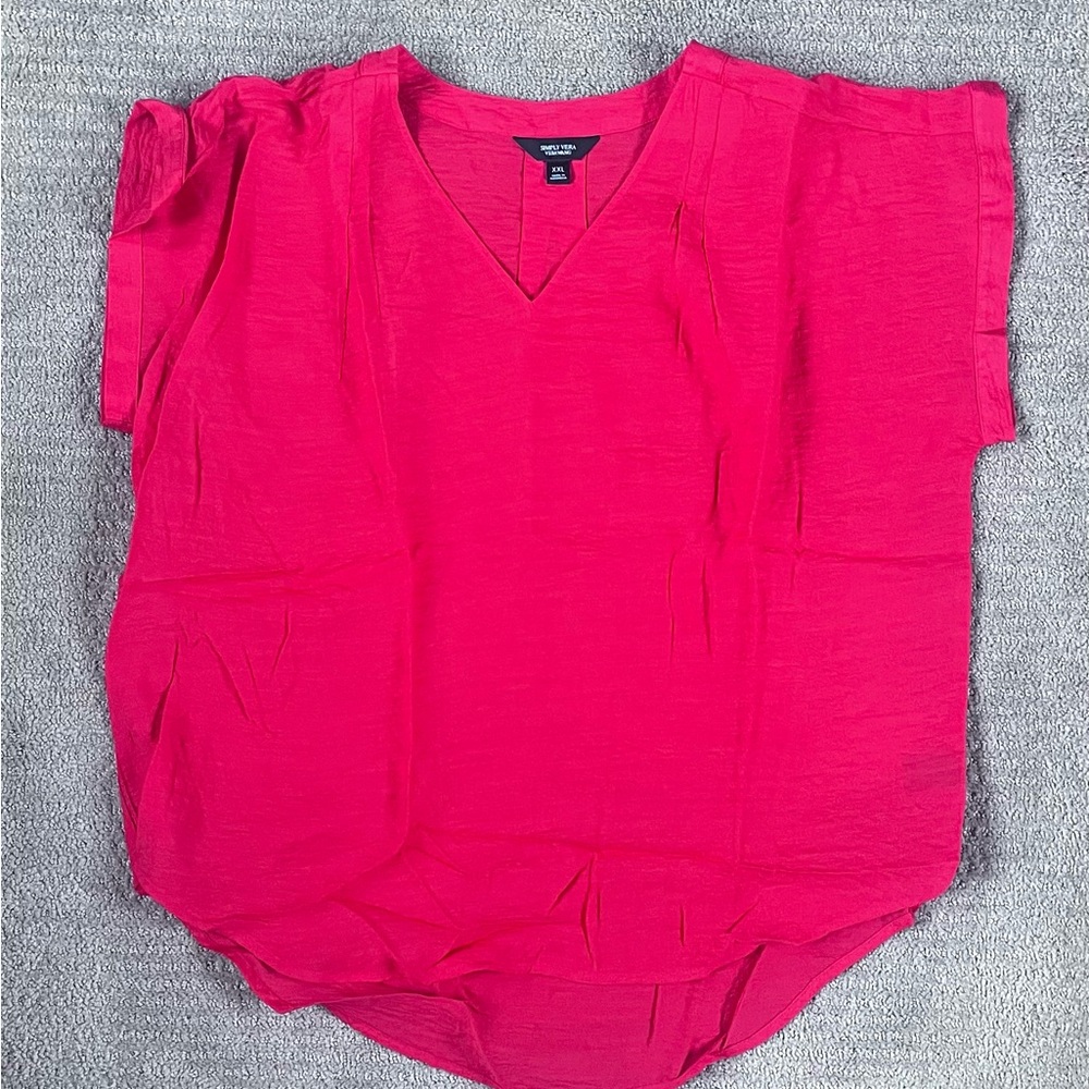 Simply Vera Vera Wang Bright Red V-Neck Blouse